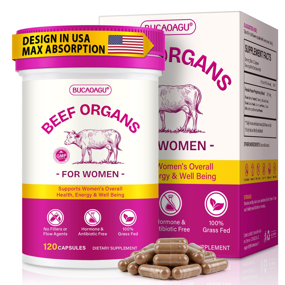 Beef Organ Supplement for Women - Grass-Fed Beef Liver, Kidney, Heart, Uterus, Ovary - Supports Female Energy & Hormone Balance - Pasture Raised in New Zealand - PrimeBioHealth - canada supplements