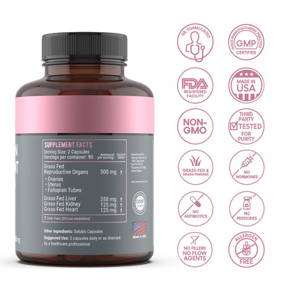 Beef Organ Supplement for Women | Supports Hormone Balance | Ovary, Uterus & Reproductive Nourishment + Liver, Kidney & Heart for Cycle Harmony - PrimeBioHealth - canada supplements