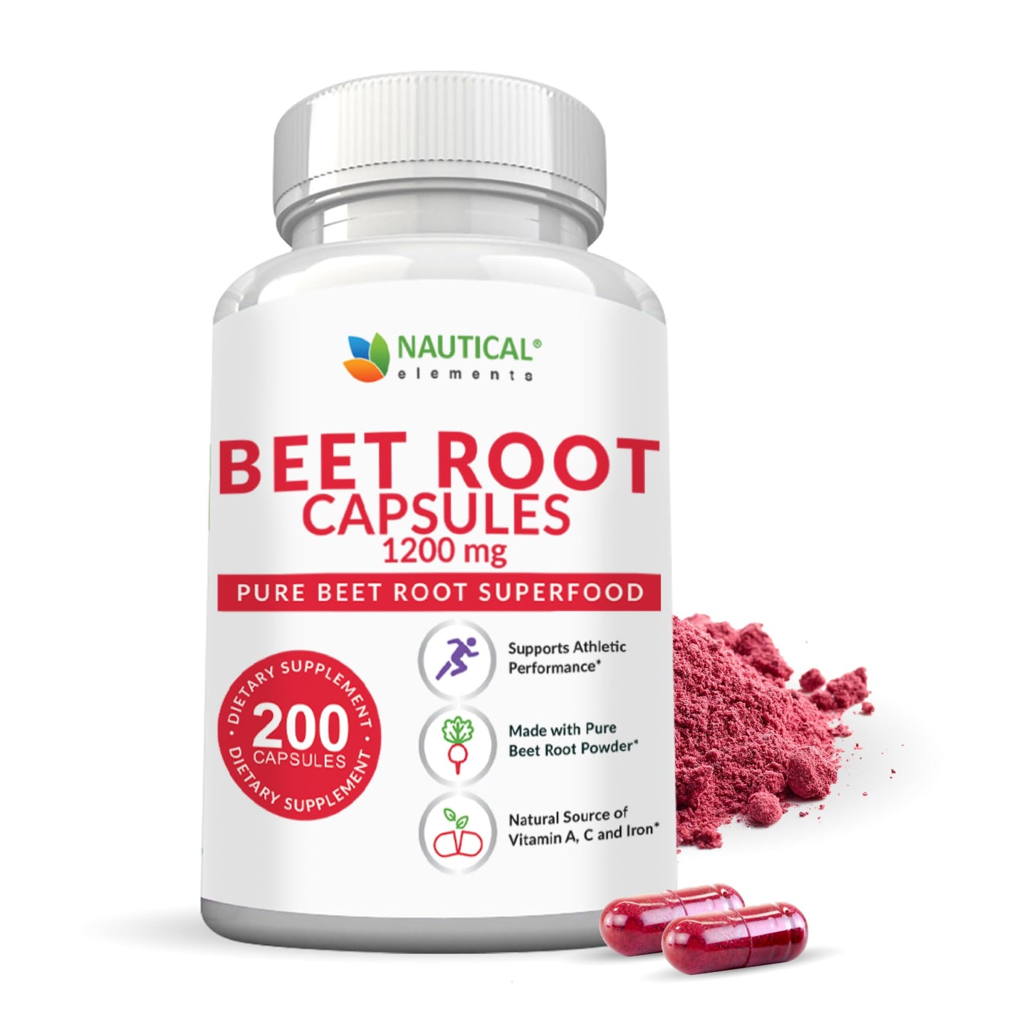 Beet Root Capsules - 1200mg Per Serving - 200 Beet Root Powder Capsules - Beetroot Powder Supports Blood Pressure, Athletic Performance, Digestive - PrimeBioHealth - canada supplements