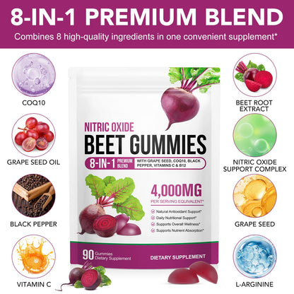 Beet Root Gummies Enriched with 200mg CoQ10 & Beet Root Extract for Blood Pressure, Heart Health Support, Energy Level Suport, Promoting Nitric Oxide - PrimeBioHealth - canada supplements