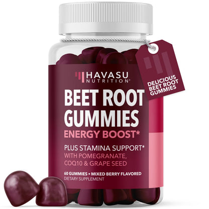Beet Root Gummies with COQ10 & Pomegranate - Nitric Oxide Supplement for Men and Women - Beetroot for Endurance, Performance, Recovery - Vegan, Non-GMO, Gluten Free - PrimeBioHealth - canada supplements