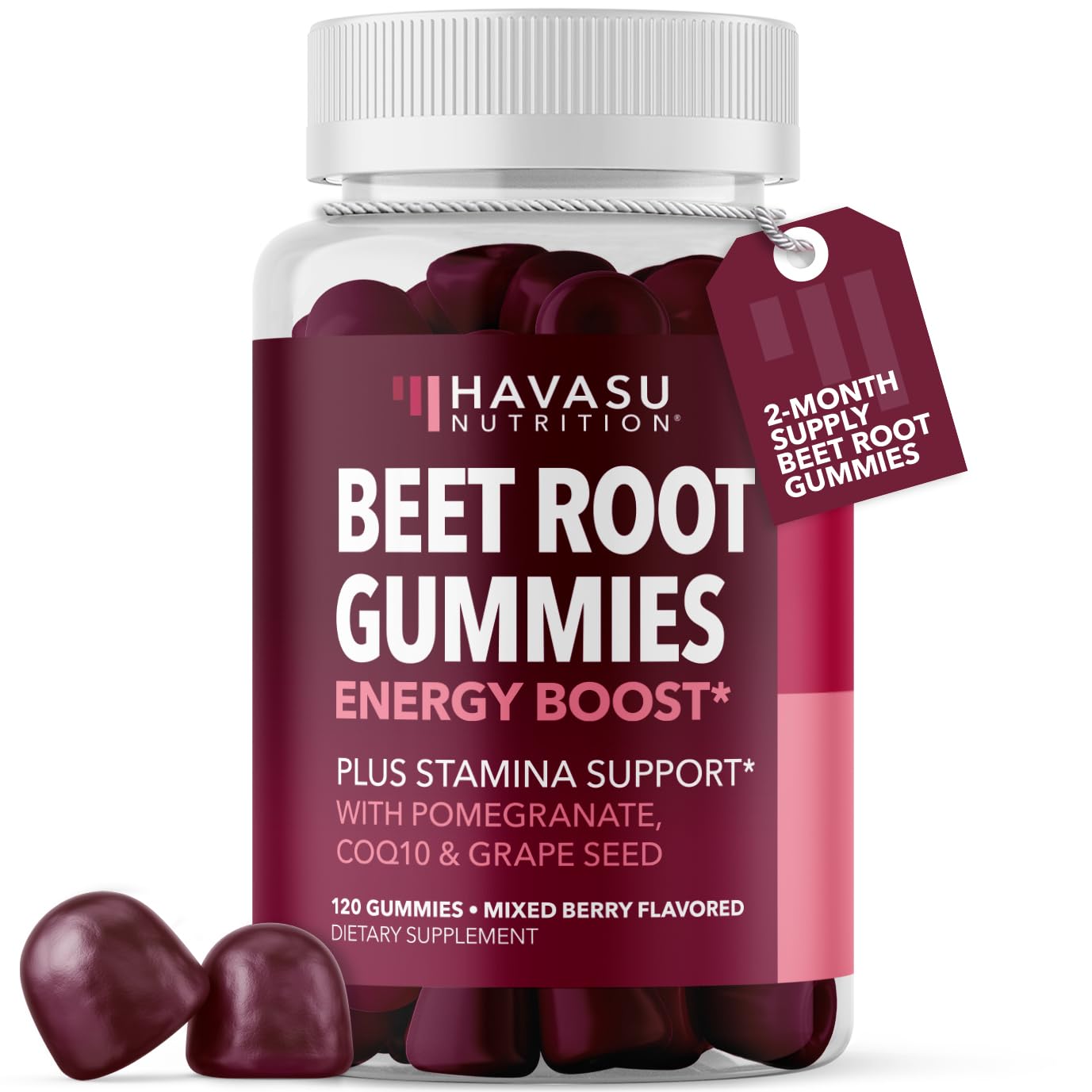 Beet Root Gummies with COQ10 & Pomegranate - Nitric Oxide Supplement for Men and Women - Beetroot for Endurance, Performance, Recovery - Vegan, Non-GMO, Gluten Free - PrimeBioHealth - canada supplements