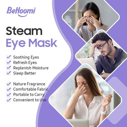 BeHoomi Steam Eye Mask, 10 Packs Heated Eye Mask, Self Heating Disposable SPA Warm Compress for Eyes Sleep Mask, Travel Essentials - PrimeBioHealth - canada supplements