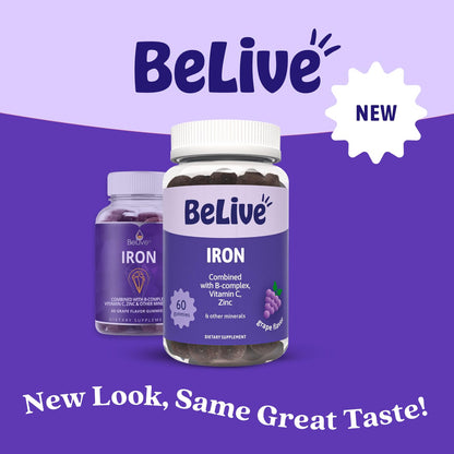 BeLive Iron Gummies - Multivitamin Supplement with Vitamin C, A, B & Zinc, Supports Blood Oxygen, Vegan Iron Supplements for Women, Men & Kids - PrimeBioHealth - canada supplements