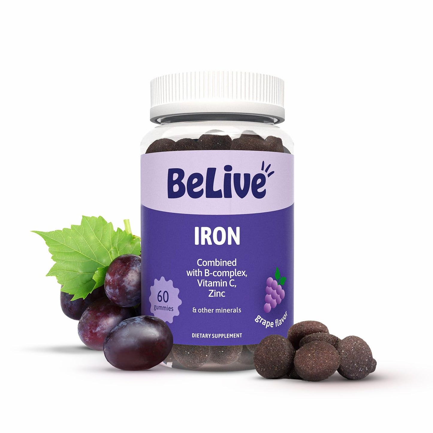 BeLive Iron Gummies - Multivitamin Supplement with Vitamin C, A, B & Zinc, Supports Blood Oxygen, Vegan Iron Supplements for Women, Men & Kids - PrimeBioHealth - canada supplements