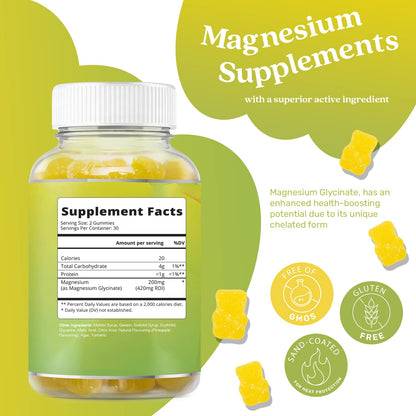 BeLive Magnesium Glycinate Gummies 200 mg - Sugar Free Supplement for Muscle Relaxation, Sleep Support, & Heart Health for Adults & Kids - PrimeBioHealth - canada supplements