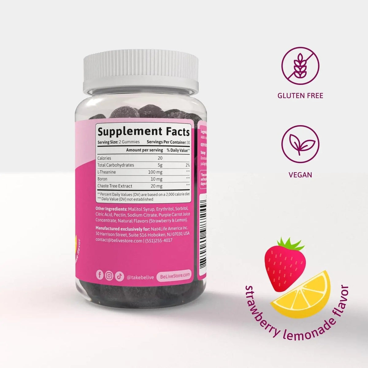 BeLive PMS Support Gummies Supplement – Helps Relieve PMS Symptoms – Hormonal Balance Mood Swings & Cramps Relief, Bloating Support – with Chaste Tree Extract - Strawberry Lemonade Flavor – 60 Count - PrimeBioHealth - canada supplements