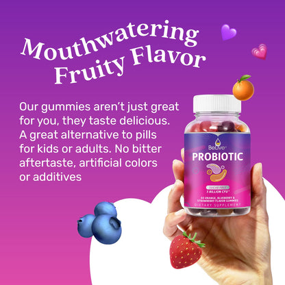 BeLive Probiotic Gummies - Probiotics with 5 Billion CFUs for Digestive Health, Men, Women & Kids - for Immune Support, Sugar Free & Vega - PrimeBioHealth - canada supplements