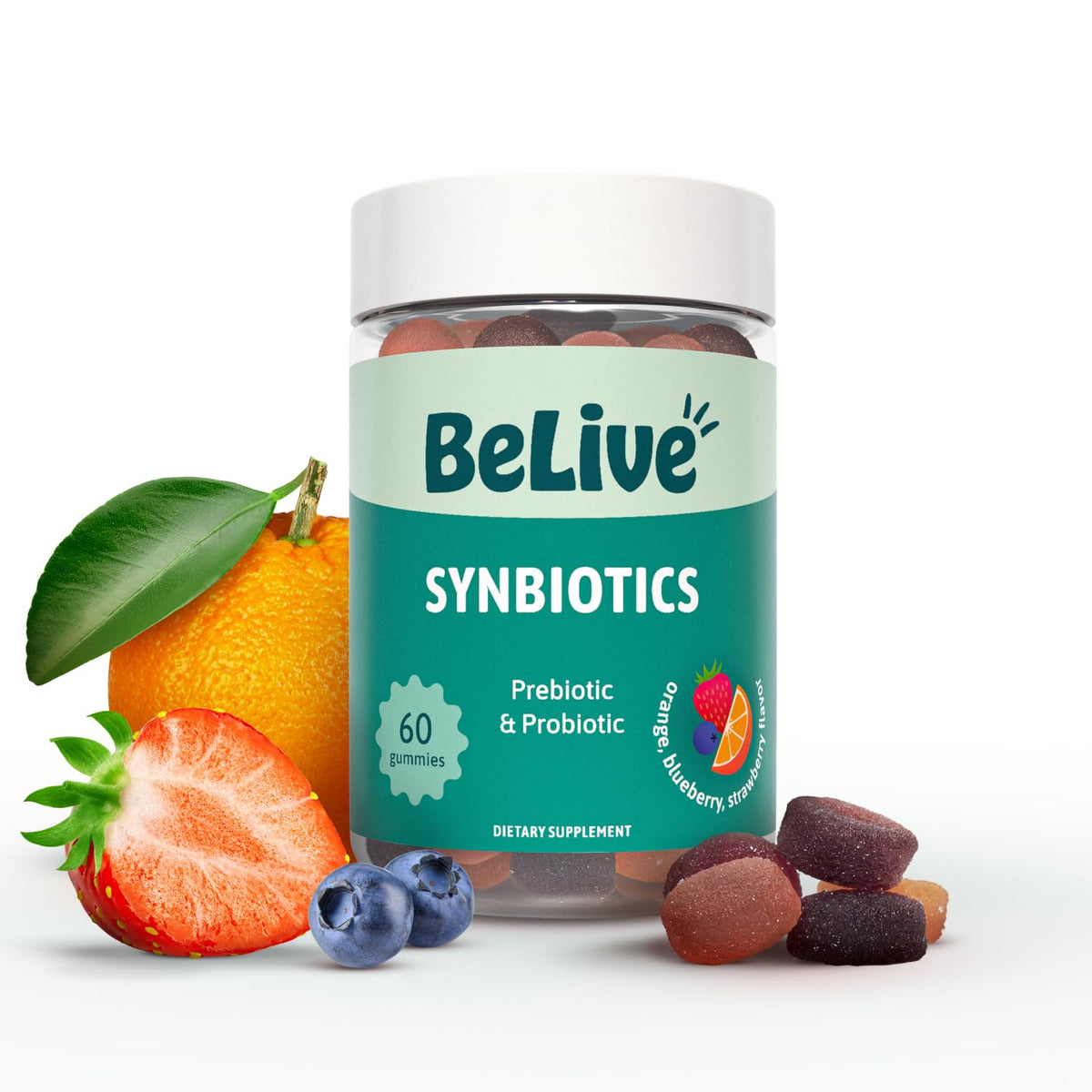 BeLive Synbiotics - Probiotic & Prebiotic Fiber Gummies – High Strength Inulin (3g), Dietary Fiber Supplement, Digestive Support for Kids & Adults - PrimeBioHealth - canada supplements