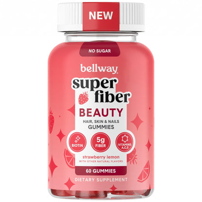 Bellway Super Fiber Gummies + Beauty – Sugar Free Fiber Supplement with Biotin & Vitamins A C E – Supports Digestive Health, - PrimeBioHealth - canada supplements
