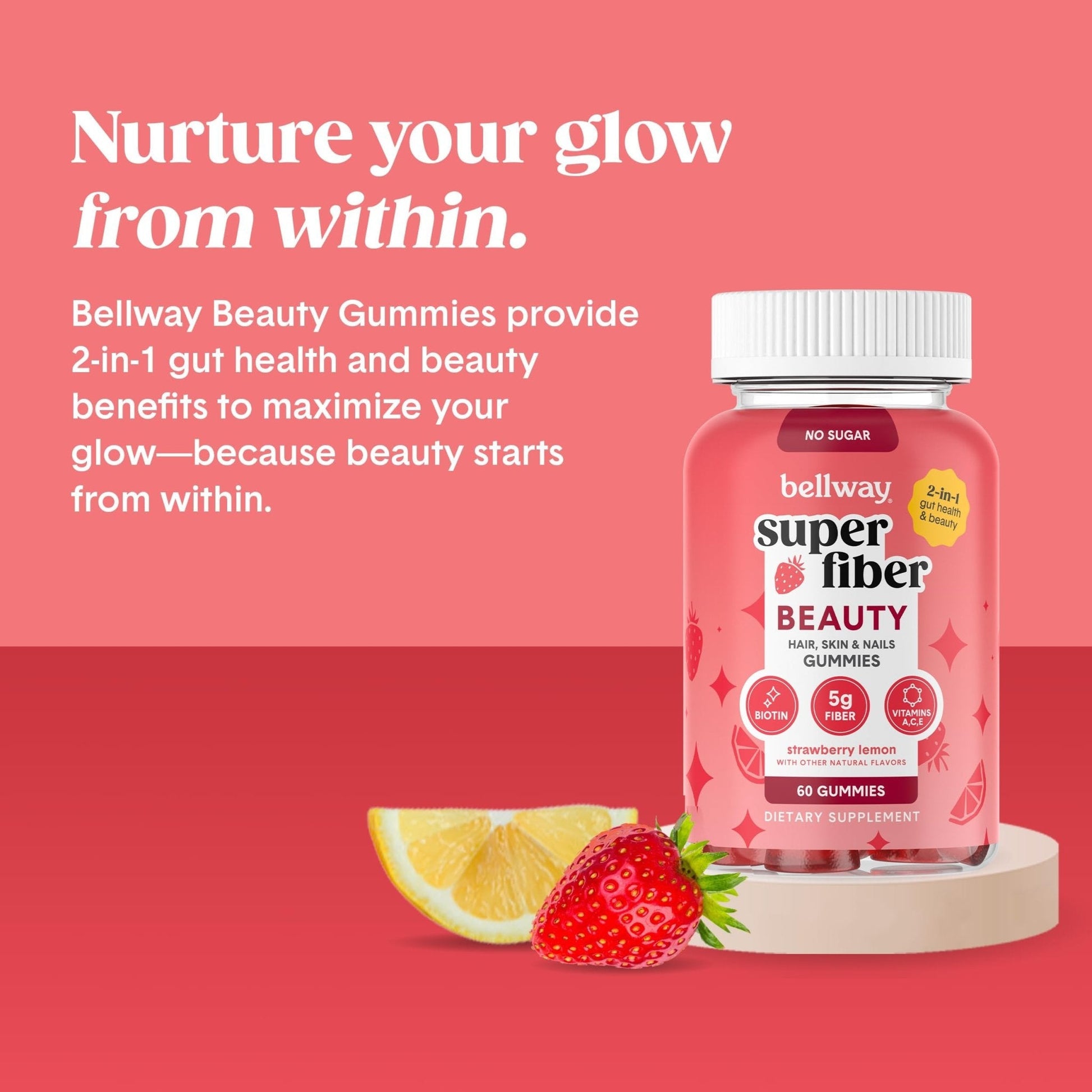 Bellway Super Fiber Gummies + Beauty – Sugar Free Fiber Supplement with Biotin & Vitamins A C E – Supports Digestive Health, - PrimeBioHealth - canada supplements