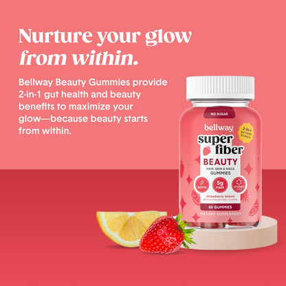 Bellway Super Fiber Gummies + Beauty – Sugar Free Fiber Supplement with Biotin & Vitamins A C E – Supports Digestive Health, - PrimeBioHealth - canada supplements