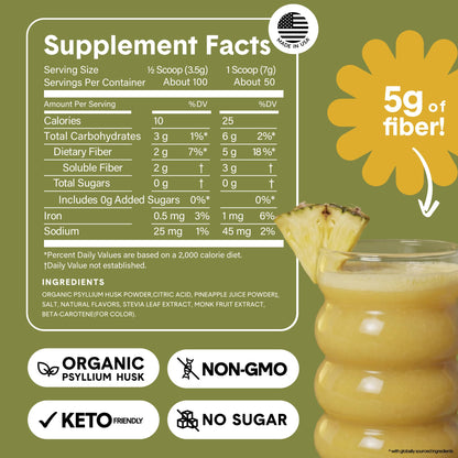 Bellway Super Fiber Powder + Fruit, Sugar Free Organic Psyllium Husk Powder Fiber Supplement for Regularity, Bloating Relief & Digestive Health, Plant-Based, - PrimeBioHealth - canada supplements