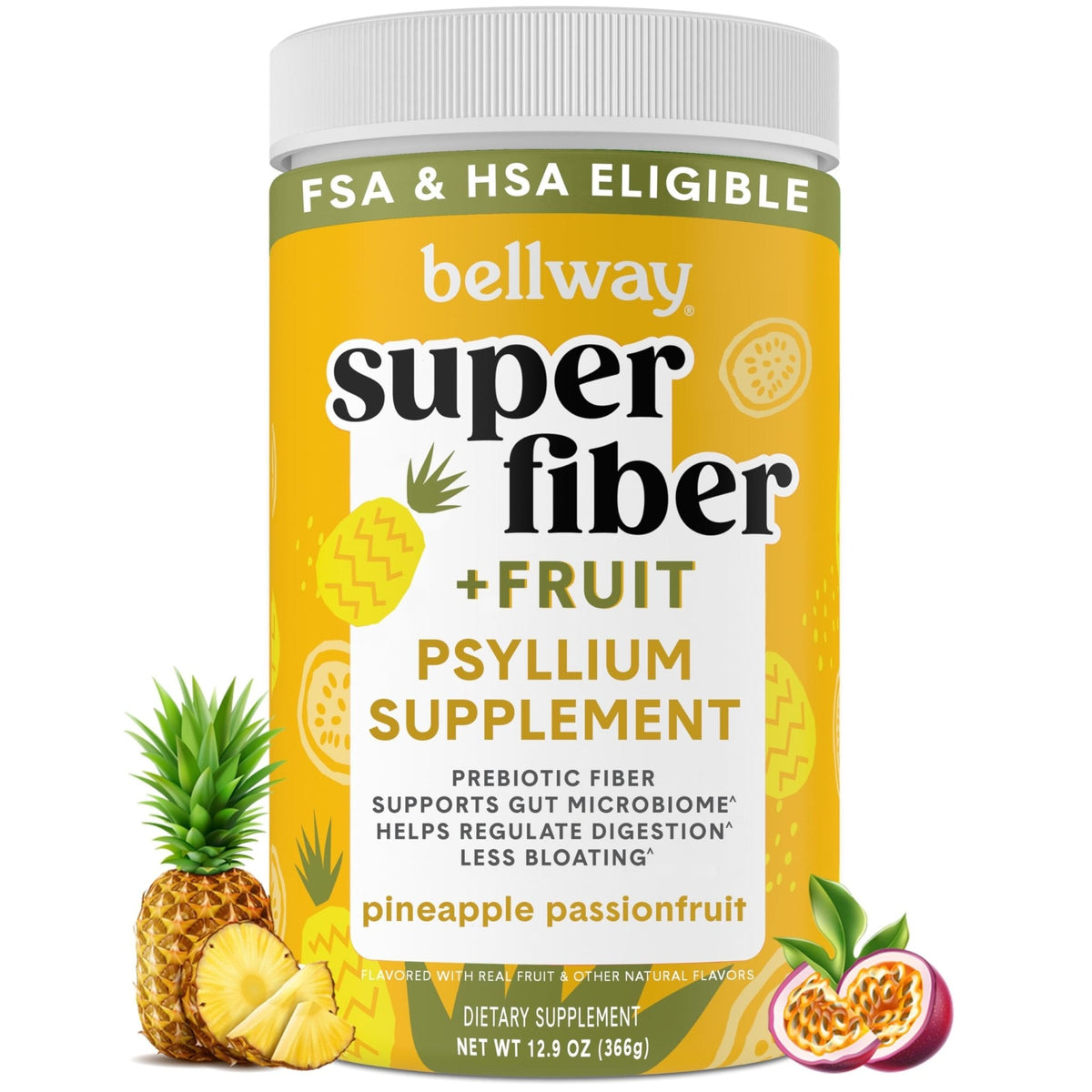 Bellway Super Fiber Powder + Fruit, Sugar Free Organic Psyllium Husk Powder Fiber Supplement for Regularity, Bloating Relief & Digestive Health, Plant-Based, - PrimeBioHealth - canada supplements