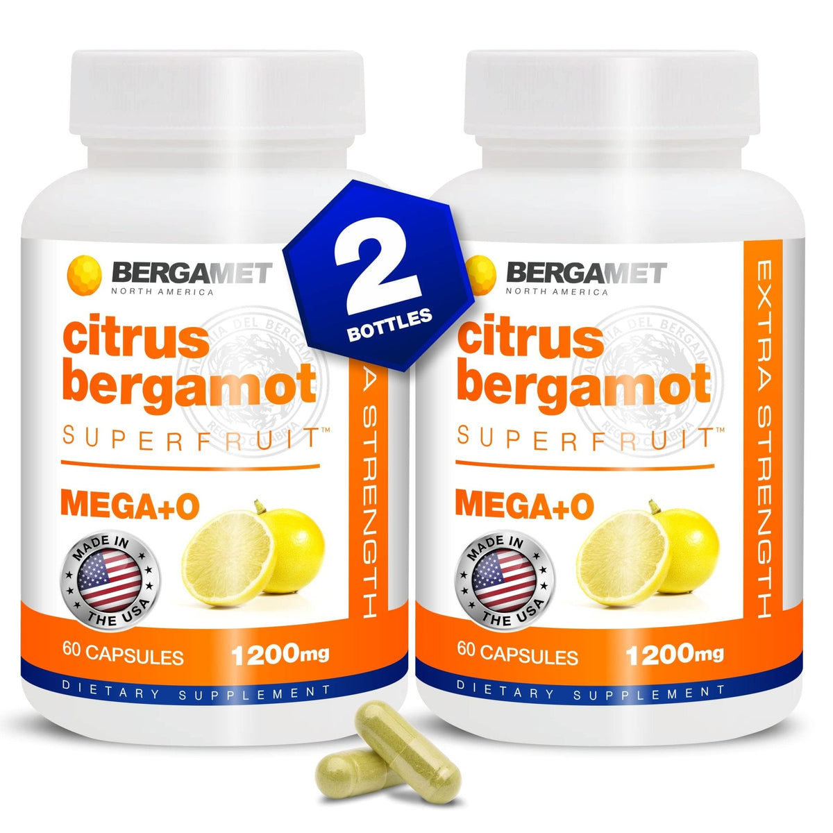 BergaMet Citrus Bergamot Supplement, 170:1 Extract, 1200mg per Serving, 80% Polyphenols, Italian Citrus Bergamot Supplement, - PrimeBioHealth - canada supplements