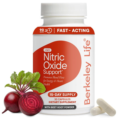 Berkeley Life Nitric Oxide Support Supplement - Nitric Oxide Booster for Men & Women - Blood Flow & Circulation with Beet Root Powder to Support Energy, - PrimeBioHealth - canada supplements