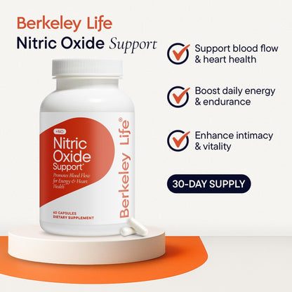 Berkeley Life Nitric Oxide Support Supplement - Nitric Oxide Booster for Men & Women - Blood Flow & Circulation with Beet Root Powder to Support Energy, Heart Health - PrimeBioHealth - canada supplements