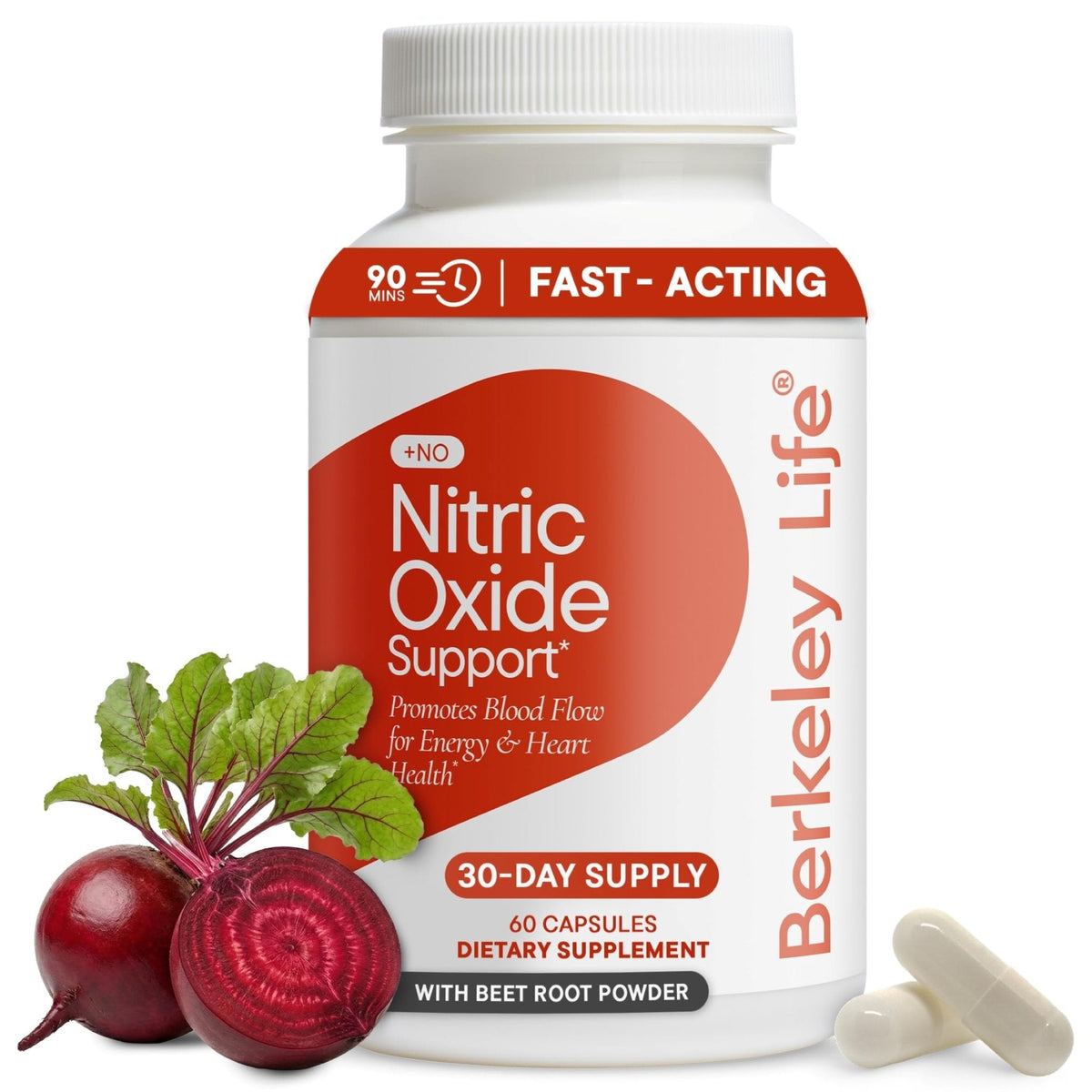 Berkeley Life Nitric Oxide Support Supplement - Nitric Oxide Booster for Men & Women - Blood Flow & Circulation with Beet Root Powder to Support Energy, Heart Health - PrimeBioHealth - canada supplements