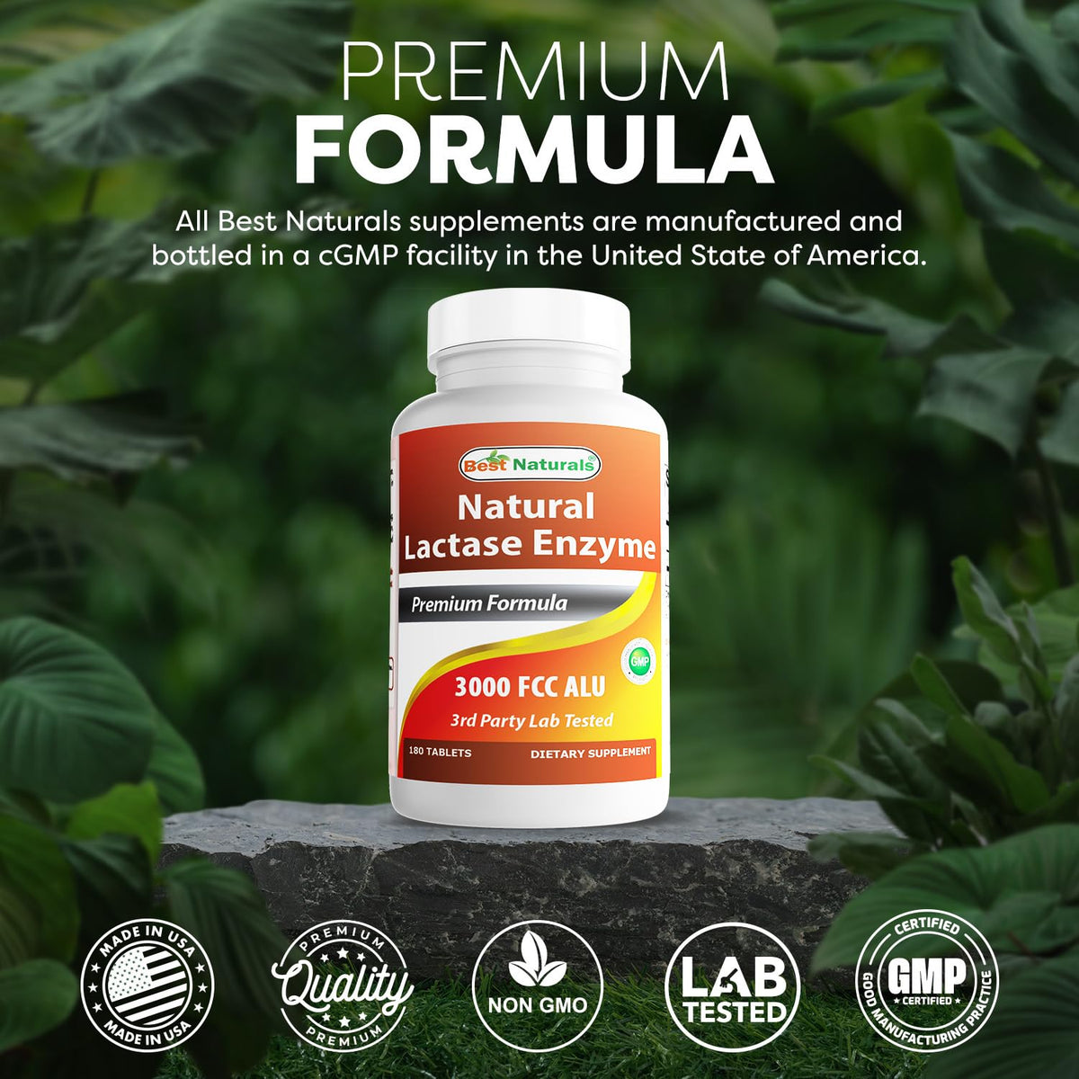 Best Naturals Fast Acting Lactase Enzyme Tablet, 3000 Fcc Alu, 180 Count - PrimeBioHealth - canada supplements