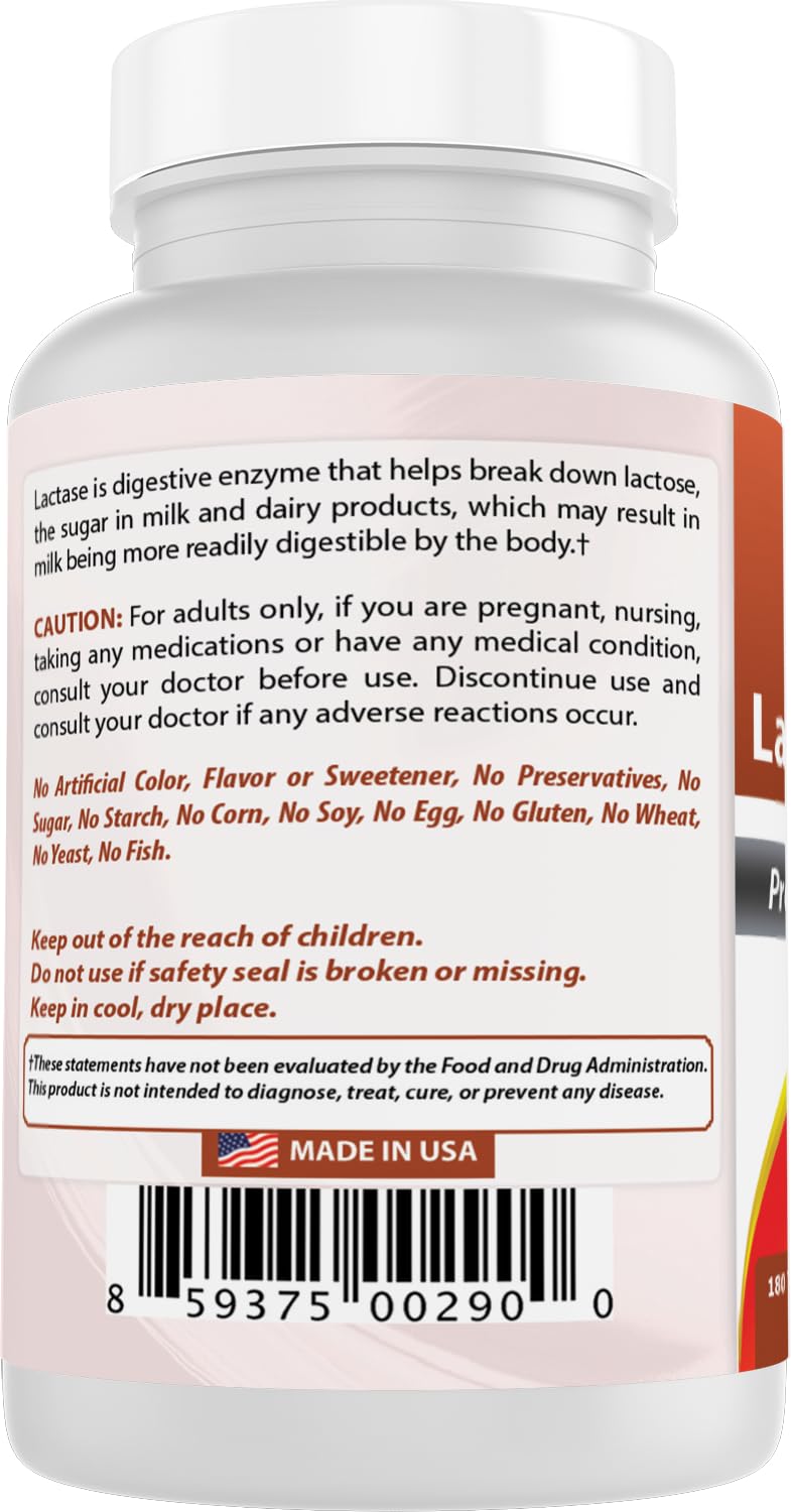 Best Naturals Fast Acting Lactase Enzyme Tablet, 3000 Fcc Alu, 180 Count - PrimeBioHealth - canada supplements