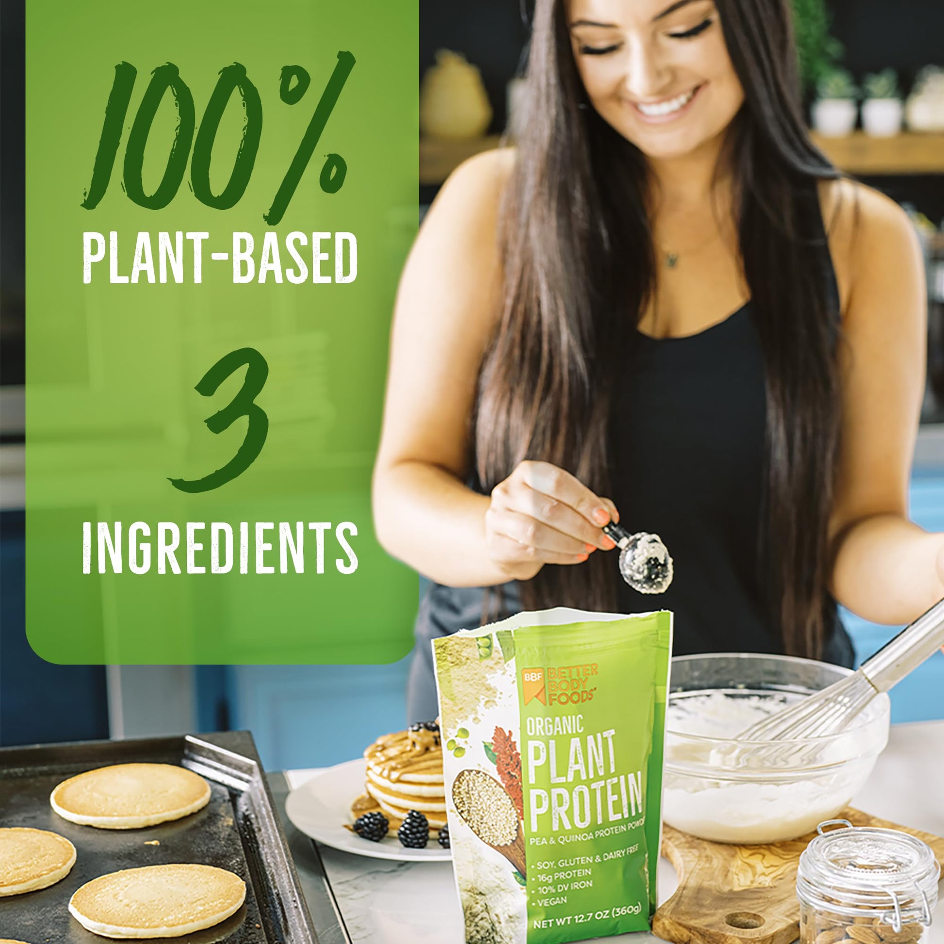 BetterBody Foods Organic Plant Based Protein Powder, 16g of Protein 24% DV, Vegan, Low Net Carbs, Gluten Free, Dairy Free, No Sugar Added, Soy Free, Non-GMO, 12.7 Ounces - PrimeBioHealth - canada supplements