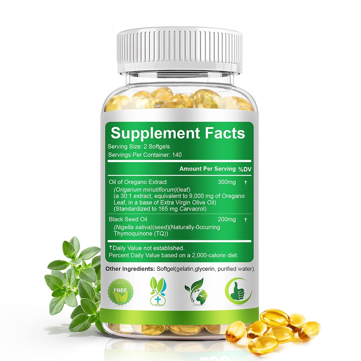 BEWORD Oil of Oregano with Black Seed Oil, 280 Softgels, 9000mg Per Serving – 2-in-1 Oregano Supplement for Immune Health with High Carvacrol & Thymoquinone | Plant-Based, Non-GMO - PrimeBioHealth - canada supplements