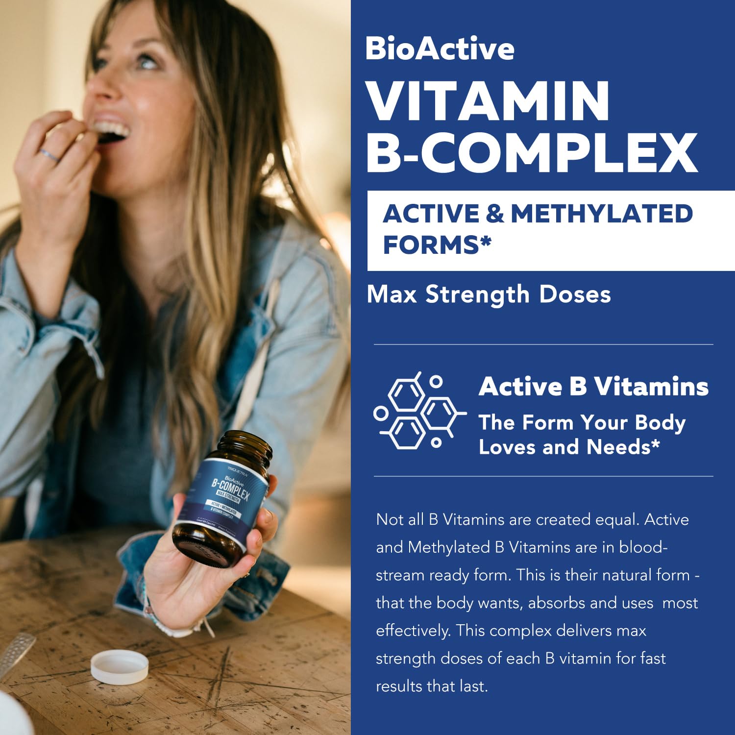 BioActive Vitamin B Complex - Blood Stream Ready, Methylated B Complex - Featuring Methylfolate, 3 BioActive Forms of B12, BenfoPure® B1 & Pantesin® B5 - 12 B Vitamins in Clinical Doses - 60 Servings - PrimeBioHealth - canada supplements
