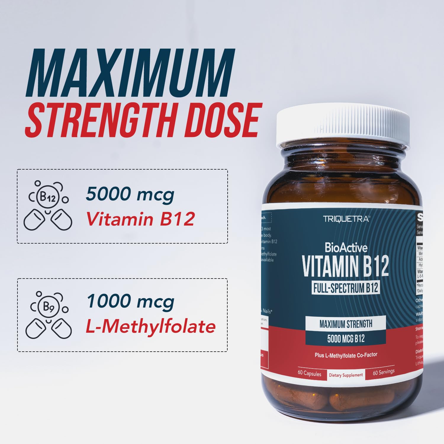 BioActive Vitamin B12 - 5000 mcg, Contains 3 BioActive Forms B12 Plus Methylfolate Cofactor - Methyl B12, Adenosyl B12 & Hydroxy B12 | Supports Energy - PrimeBioHealth - canada supplements