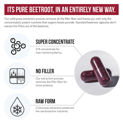 BioBeet® Max Strength Beet Root Capsules - 21:1 Concentrate, Each Serving Derived from 28,350 mg Organic Beetroot - Absorption Enhancement with BioPerine® Black Pepper Extract (60 Capsules) - PrimeBioHealth - canada supplements