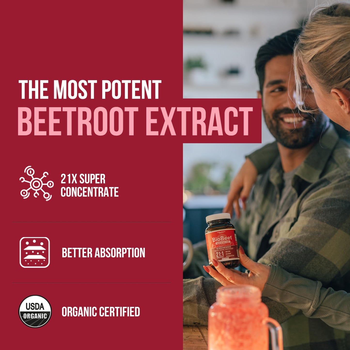 BioBeet® Max Strength Beet Root Capsules - 21:1 Concentrate, Each Serving Derived from 28,350 mg Organic Beetroot - Absorption Enhancement with BioPerine® Black Pepper Extract (60 Capsules) - PrimeBioHealth - canada supplements