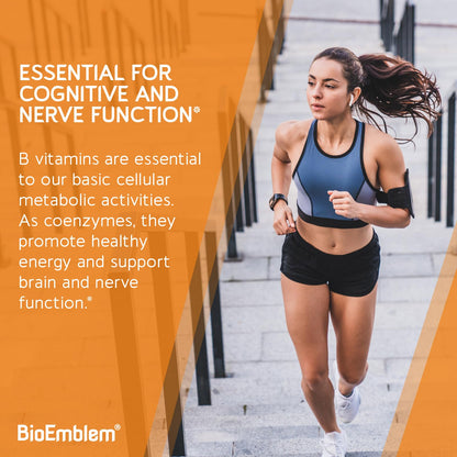 BioEmblem Vitamin B-Complex - All 8 Active Forms with Methyl Folate, Methyl B12, B6, Biotin Plus Choline Inositol, Supports Energy, Metabolism, Brain, Heart Health - PrimeBioHealth - canada supplements