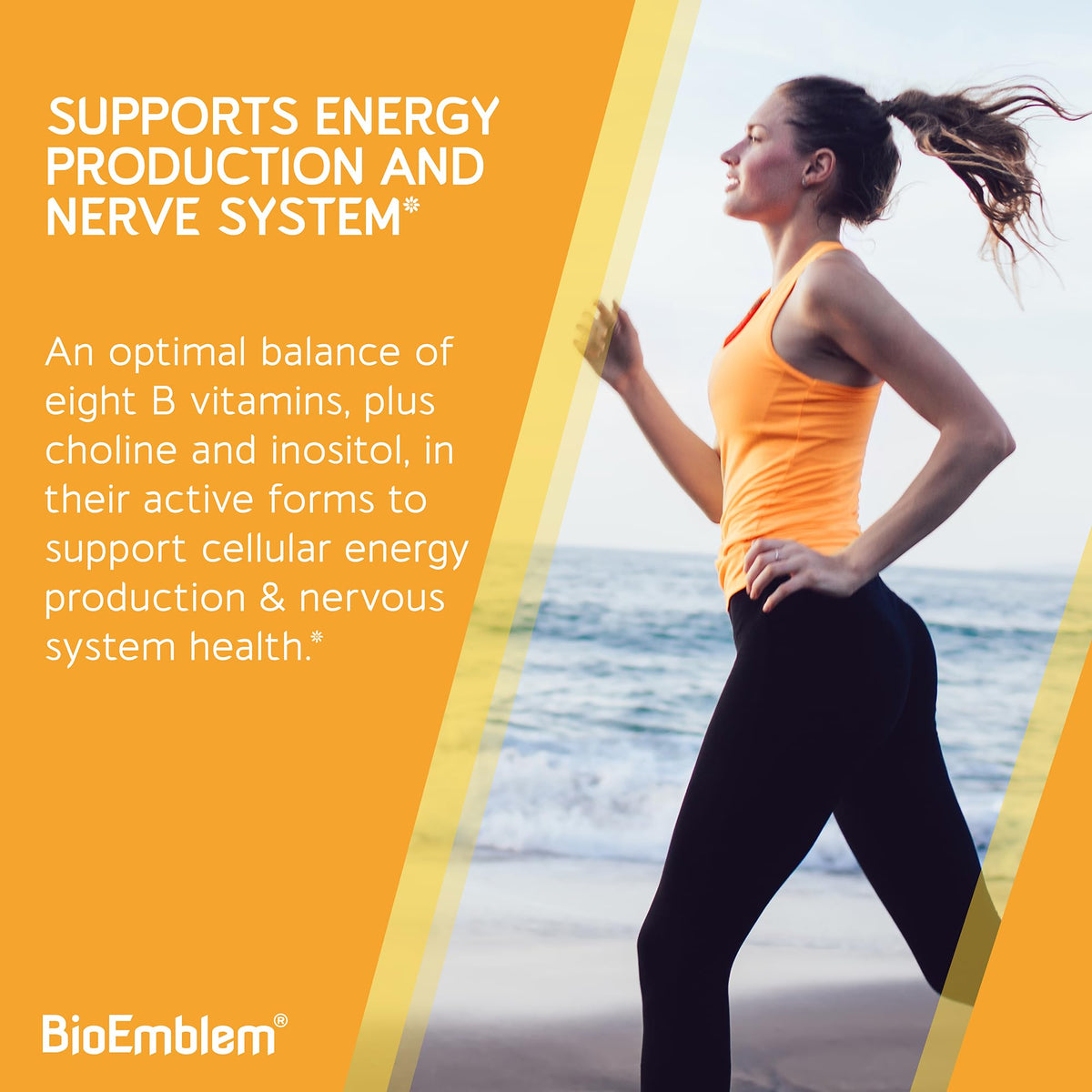 BioEmblem Vitamin B-Complex - All 8 Active Forms with Methyl Folate, Methyl B12, B6, Biotin Plus Choline Inositol, Supports Energy, Metabolism, Brain, Heart Health - PrimeBioHealth - canada supplements