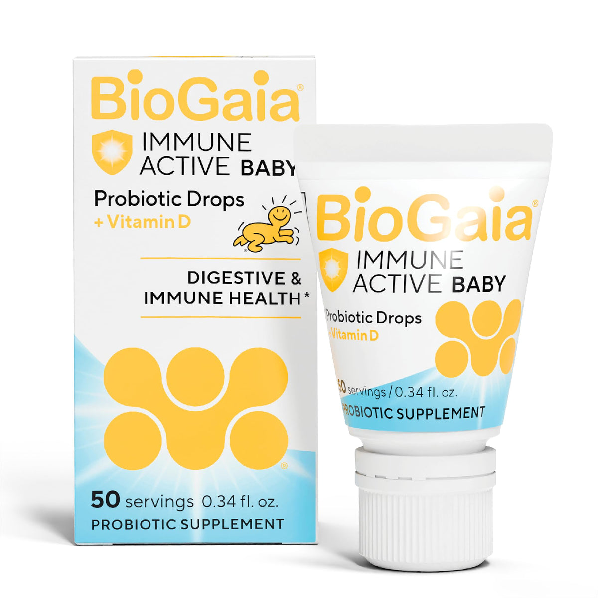 BioGaia Immune Active Baby Probiotic Drops + Vitamin D | for Babies & Toddlers 0-36 Months | Supports Digestive & Immune Health - PrimeBioHealth - canada supplements