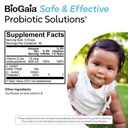 BioGaia Immune Active Baby Probiotic Drops + Vitamin D | for Babies & Toddlers 0-36 Months | Supports Digestive & Immune Health - PrimeBioHealth - canada supplements