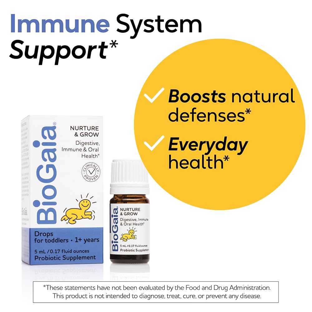 BioGaia Nurture & Grow for Toddlers | Ages 1+ | Liquid Probiotic | Allergen-Free | Triple-Benefit Probiotic for Kids | Digestive Health - PrimeBioHealth - canada supplements