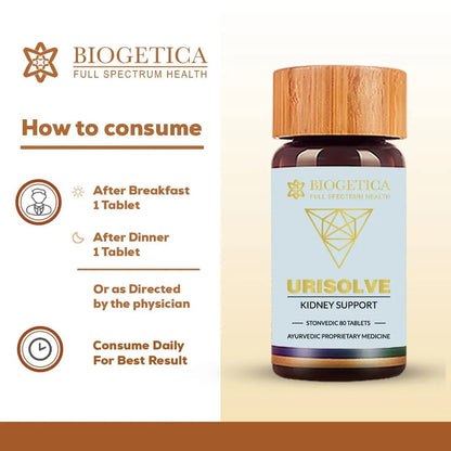 Biogetica Urisolve Kidney Care Herbal Supplement with Asparagus Racemosus & Terminalia Chebula for Optimal Urinary System Support - Non-GMO - 100% Vegan Ayurveda Supplement - 80 Tablets - PrimeBioHealth - canada supplements