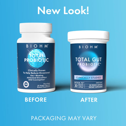 BIOHM Total Probiotic, 30 Billion CFU Daily Probiotics for Women & Men (30 Count) Helps Reduce Occasional Gas & Bloating, - PrimeBioHealth - canada supplements