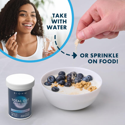 BIOHM Total Probiotic, 30 Billion CFU Daily Probiotics for Women & Men (30 Count) Helps Reduce Occasional Gas & Bloating, - PrimeBioHealth - canada supplements