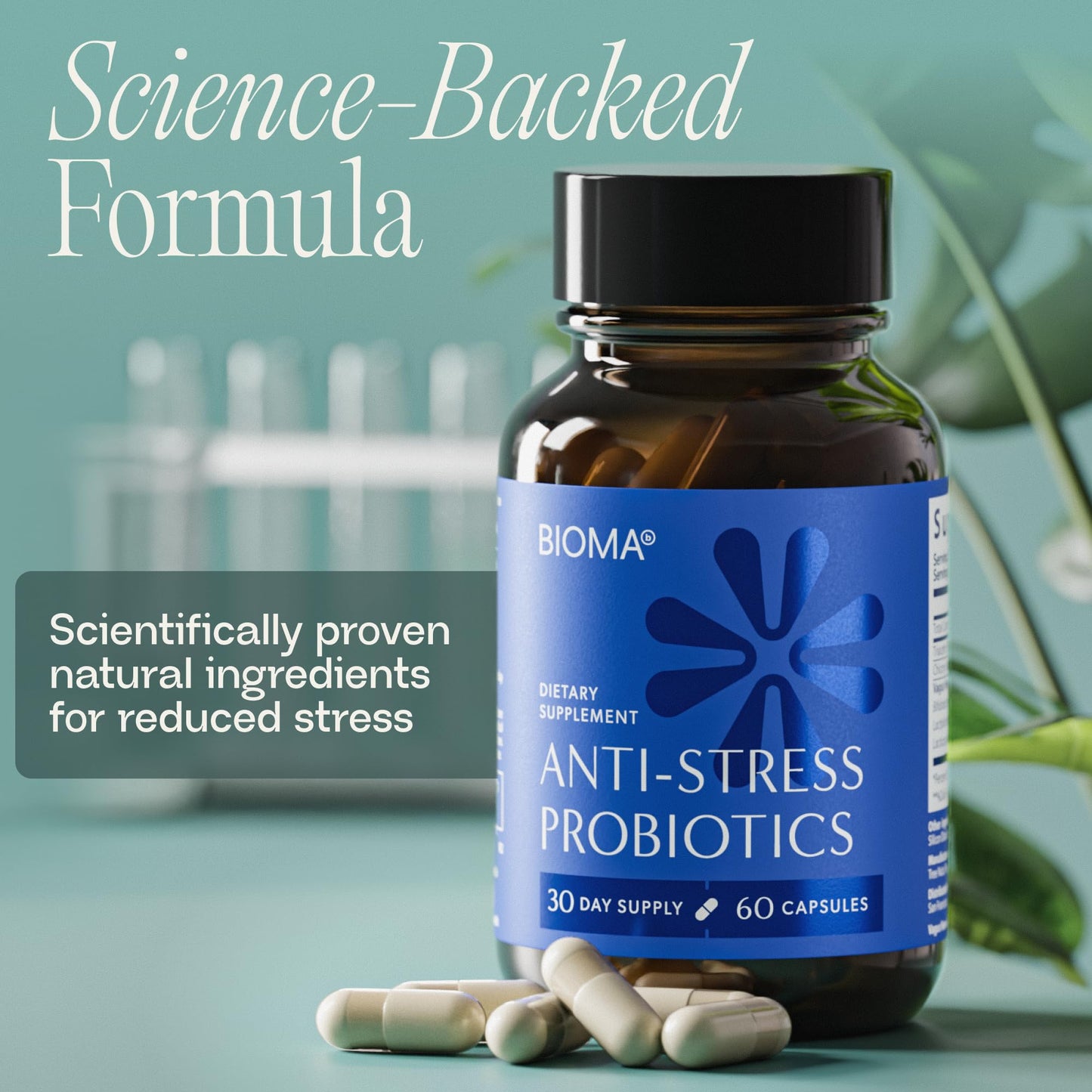BIOMA Anti-Stress Probiotics – 3-in-1 Gut-Brain Axis Support for Stress Relief & Mood – Prebiotics, Postbiotics & Clinically Studied Strains – Vagus Nerve - PrimeBioHealth - canada supplements