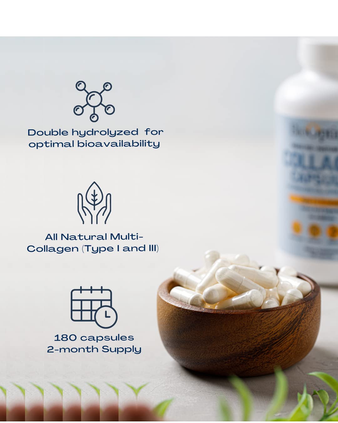 BioOptimal Collagen Peptides Capsules - Grass-Fed, Pasture-Raised Hydrolyzed Protein S]n-GMO, Zero Sugar Daily Pills for Men & Women (180 Capsules) - PrimeBioHealth - canada supplements