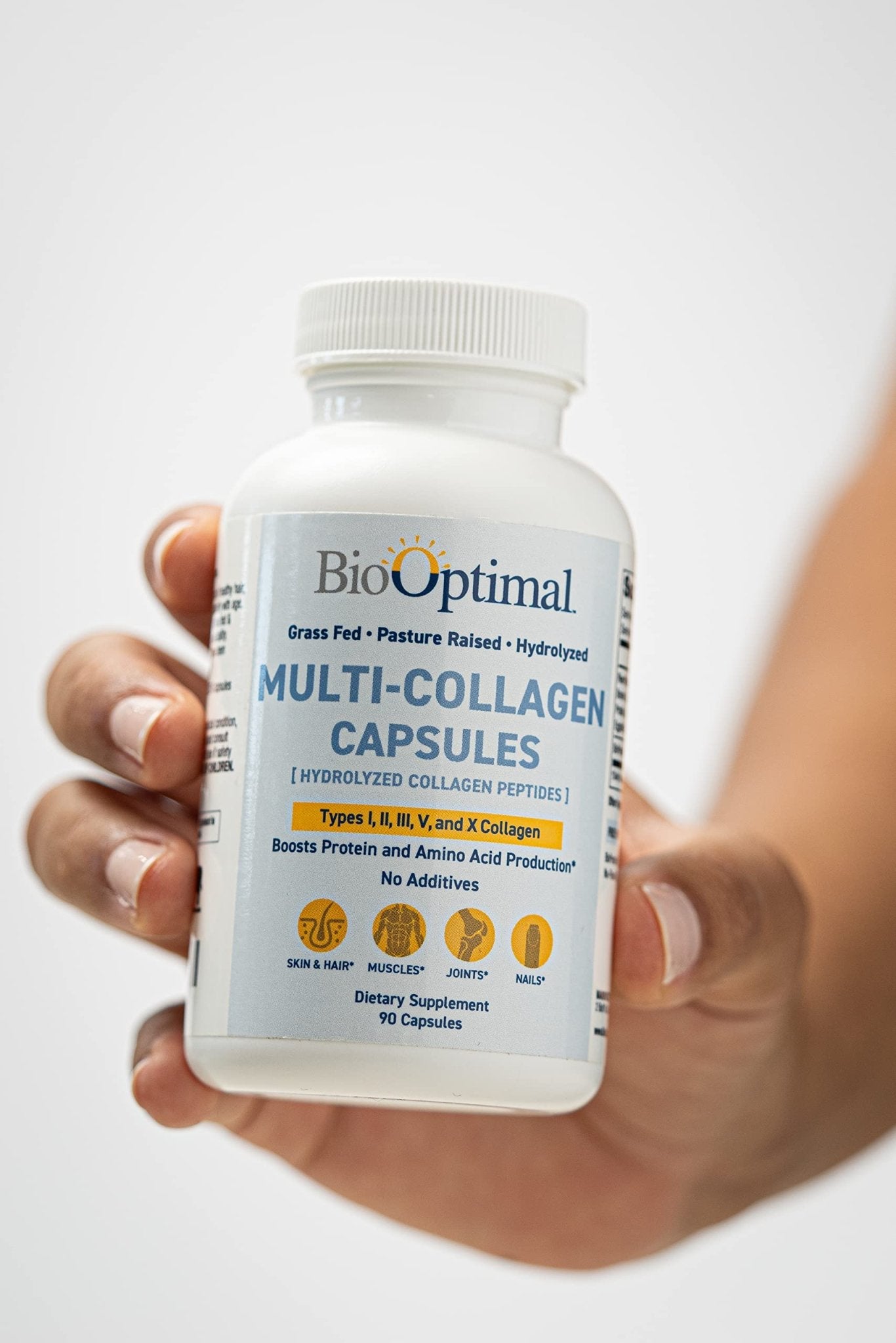 BioOptimal Multi-Collagen Supplement Capsules, Types I, II, III, V, & X Collagen, 90 Capsules - PrimeBioHealth - canada supplements