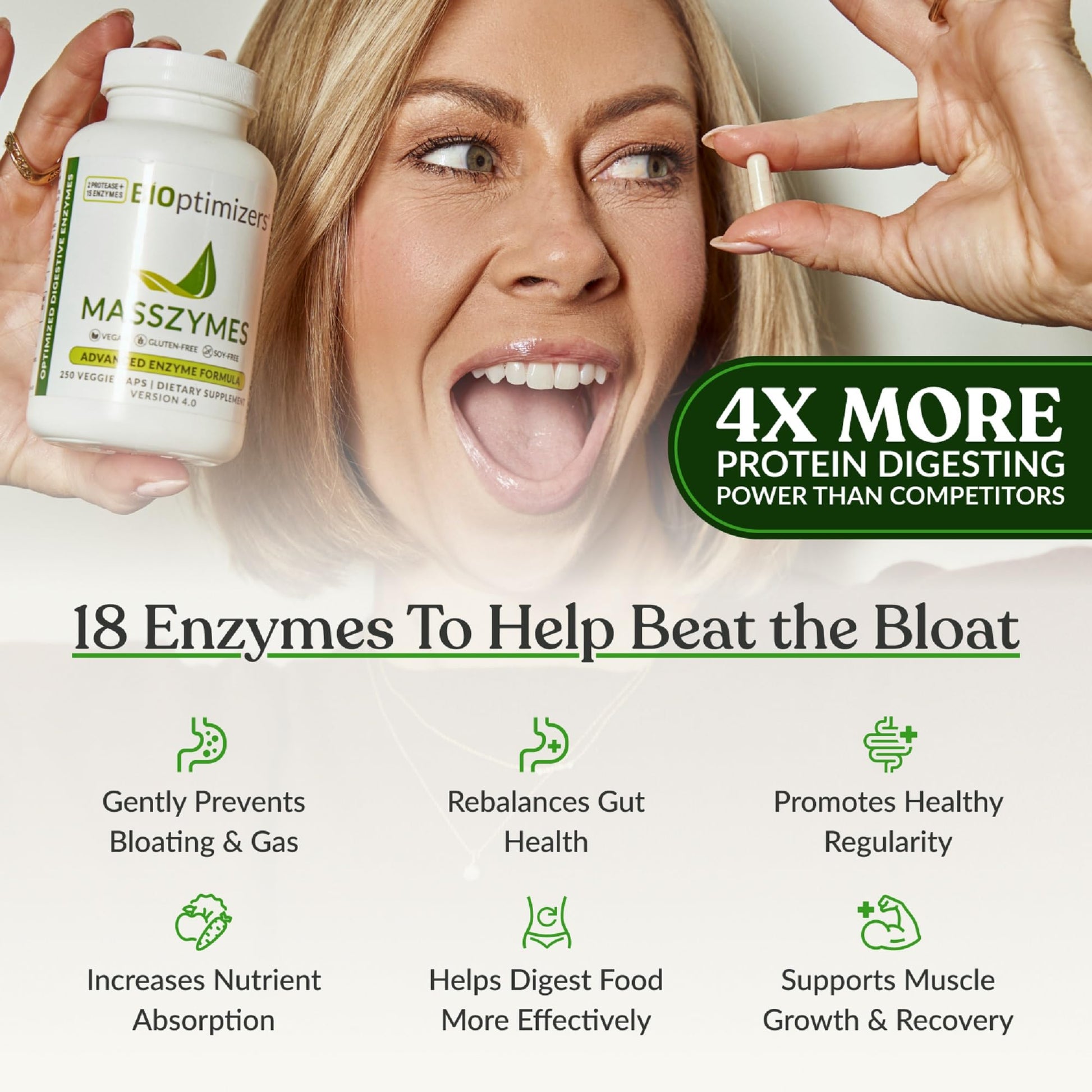 BIOptimizers MassZymes - Complete Digestive Enzymes Supplement for Gut Health - Bloating Relief for Men and Women - PrimeBioHealth - canada supplements