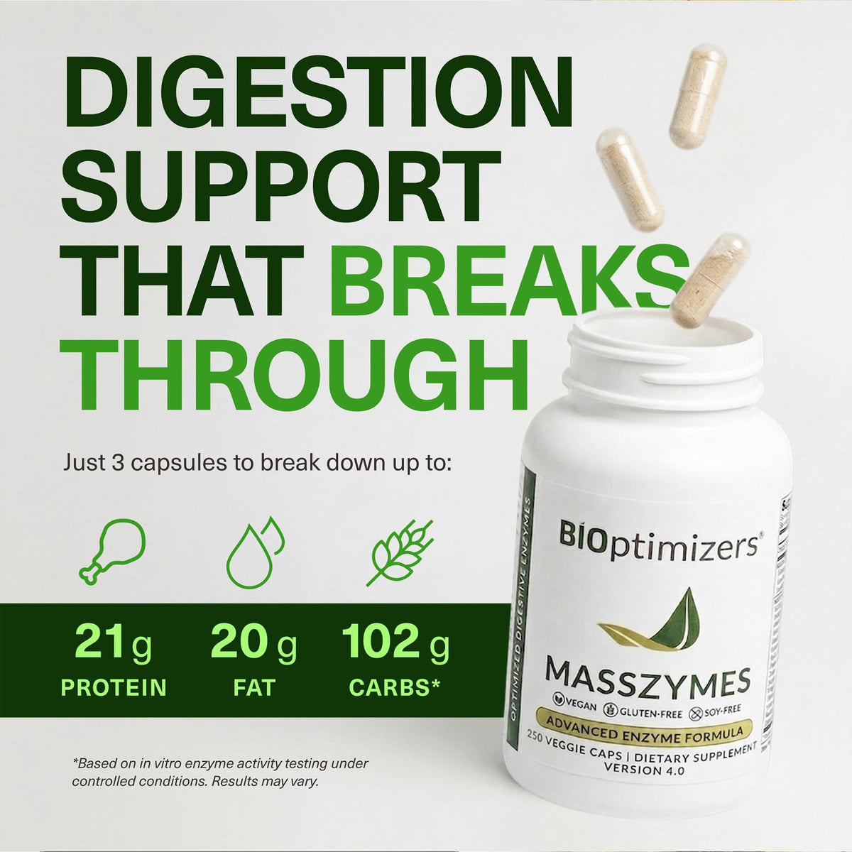 BiOptimizers MassZymes - Complete Digestive Enzymes Supplement for Gut Health - Bloating Relief for Men and Women - Lipase Amylase Bromelain - PrimeBioHealth - canada supplements