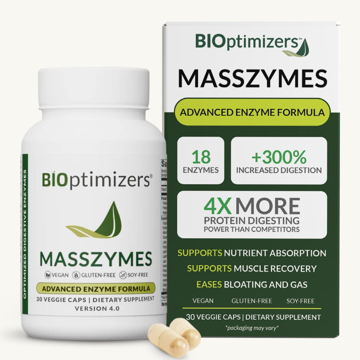 BIOptimizers MassZymes - Complete Digestive Enzymes Supplement for Gut Health - Bloating Relief for Men and Women - Lipase Amylase Bromelain Digestive Enzymes (30 Capsules) - PrimeBioHealth - canada supplements