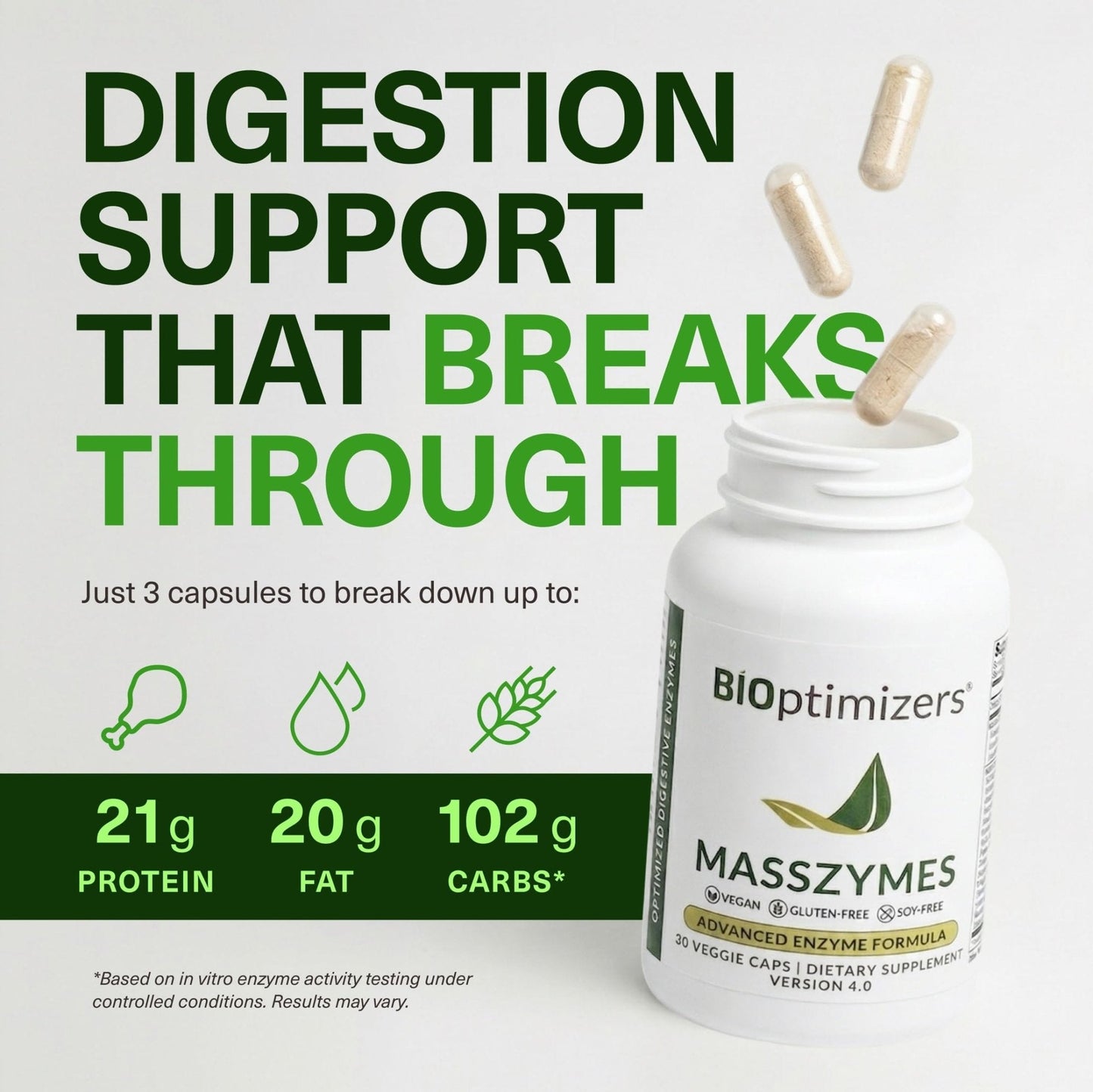 BIOptimizers MassZymes - Complete Digestive Enzymes Supplement for Gut Health - Bloating Relief for Men and Women - Lipase Amylase Bromelain Digestive Enzymes (30 Capsules) - PrimeBioHealth - canada supplements