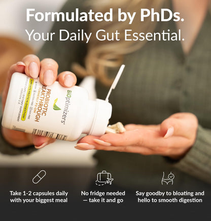 BIOptimizers Probiotic Breakthrough – Lactobacillus Plantarum OM Probiotics & Prebiotics Health Supplement for Gut, Digestive & Immune Support Probiotics - PrimeBioHealth - canada supplements