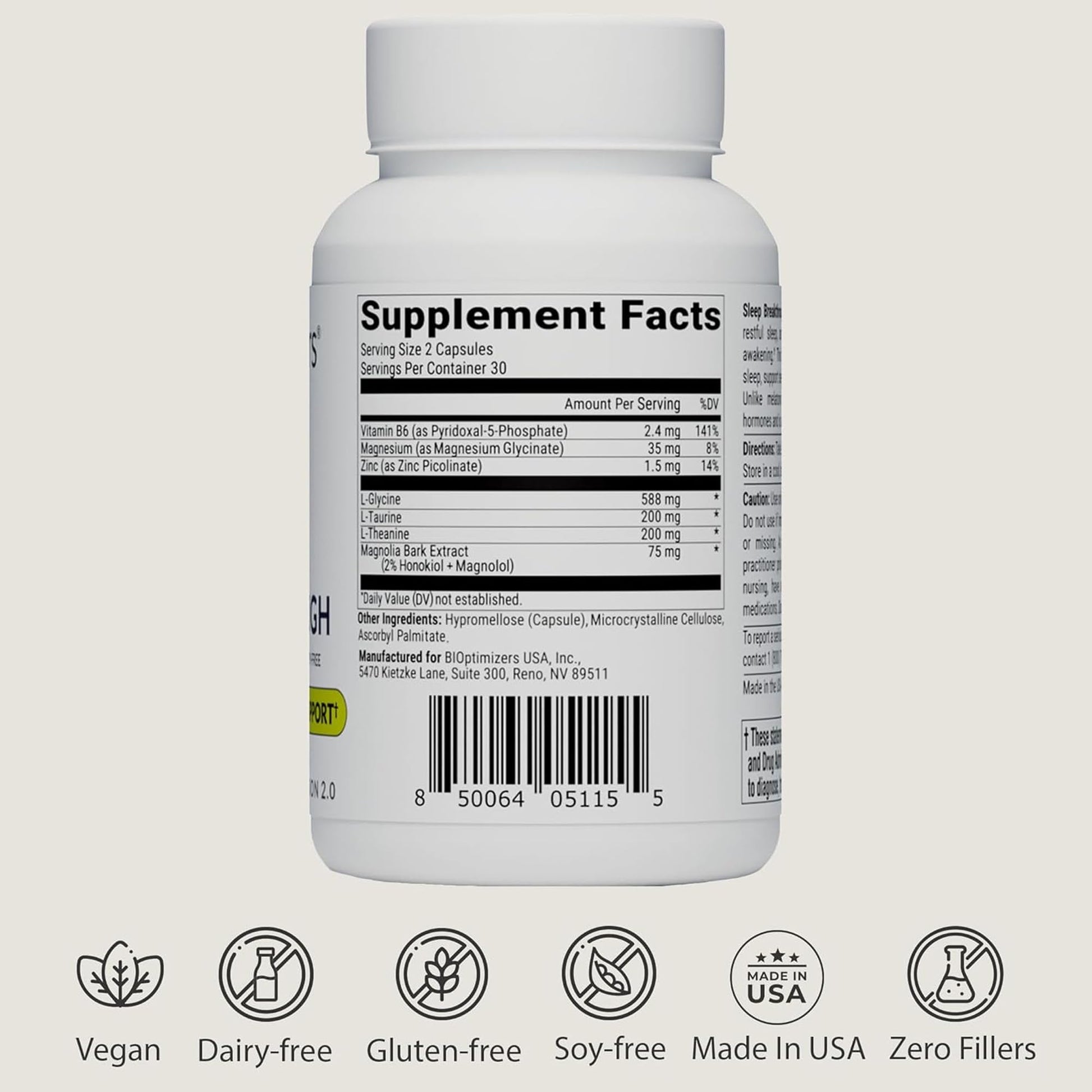 BIOptimizers Sleep Breakthrough Capsules - Natural Support Supplement | Calming Relief Aid for Adults - PrimeBioHealth - canada supplements