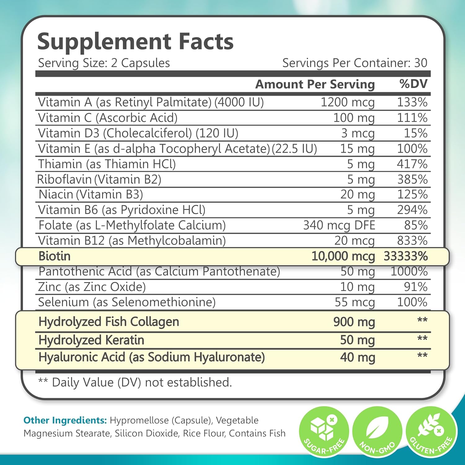 Biotin | Collagen| Keratin 60ct Hair Skin & Nails Vitamin For Women and Men - PrimeBioHealth - canada supplements