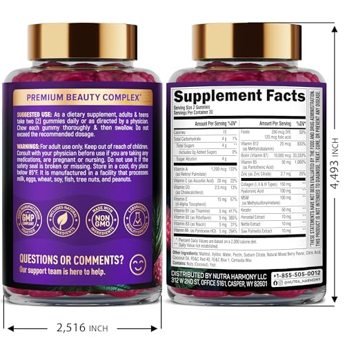 Biotin Gummies with Collagen - Hair Growth Support Skin, & Nail Strength - for Women & Men - Biotin 10000mcg | Keratin | Hyaluronic Acid | B-Complex | Saw Palmetto - PrimeBioHealth - canada supplements