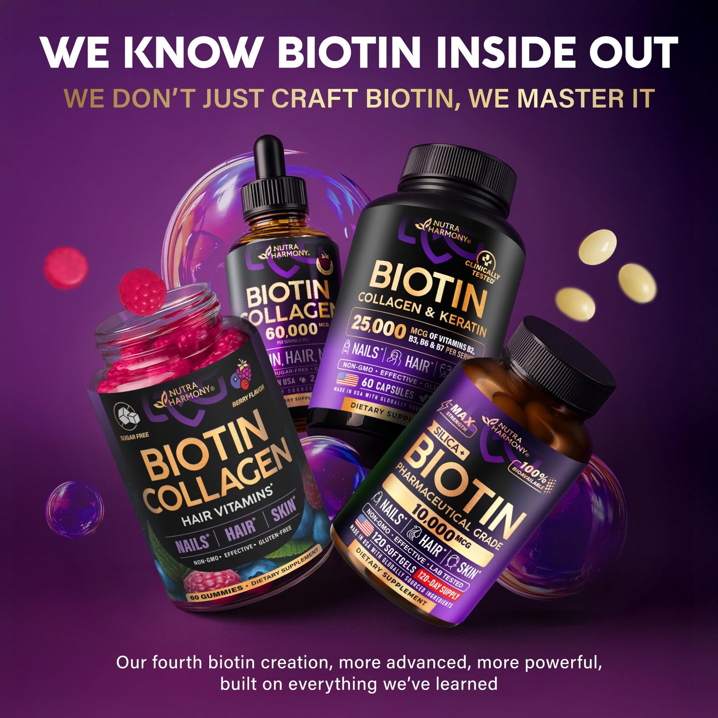 Biotin Gummies with Collagen - Hair Growth Support Skin, & Nail Strength - for Women & Men - Biotin 10000mcg | Keratin | Hyaluronic Acid | B-Complex | Saw Palmetto - PrimeBioHealth - canada supplements